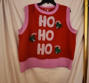 Holiday Red and Pink Sweater Vest